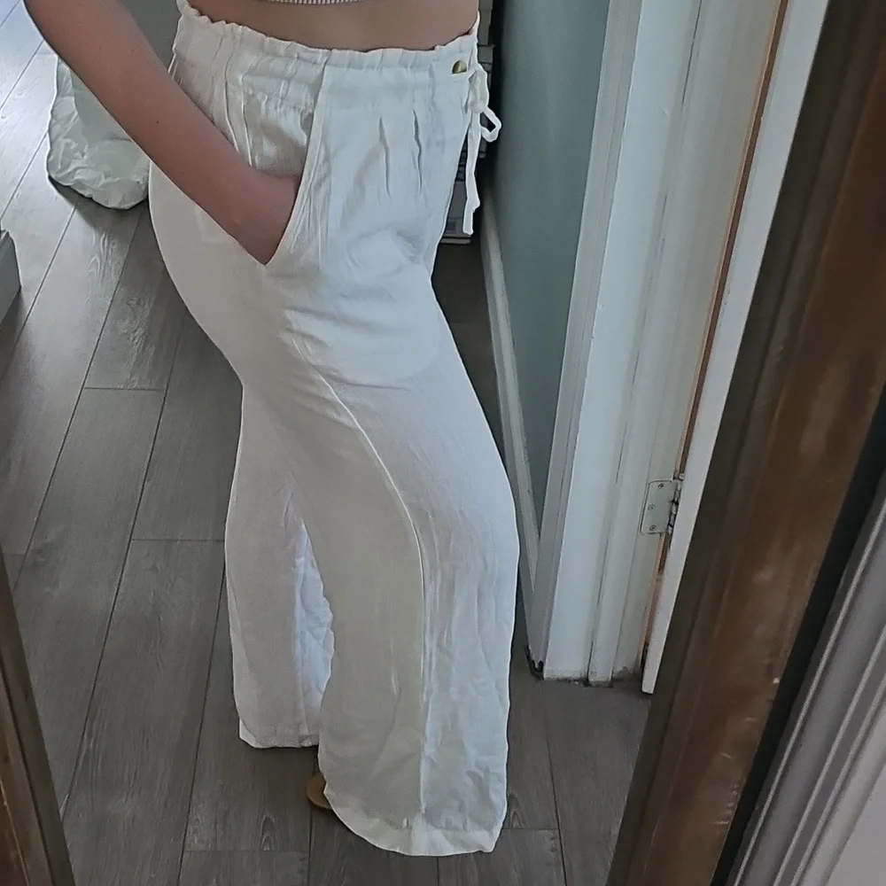 NWT Thread And Supply Women's White Linen Pants - Picture 2 of 8